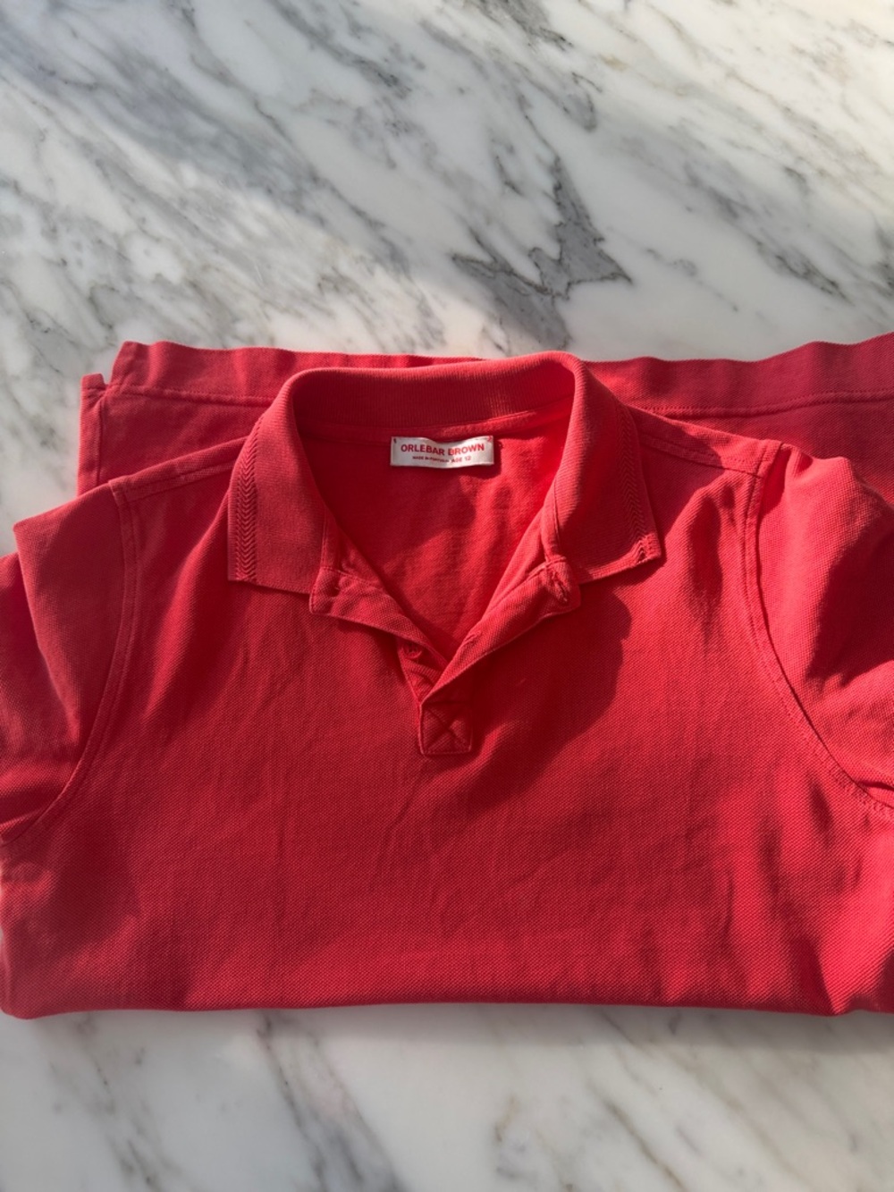 Orlebar Brown kids Coral-Red Piqué Polo